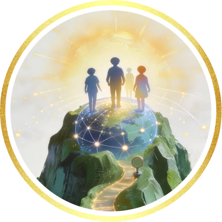 Illustration of students reaching a summit, for the AI Changemaker Camp